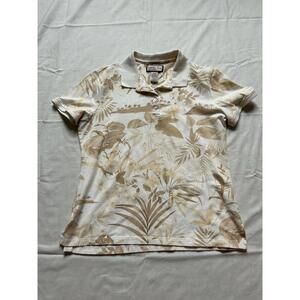 Boys M Jamaica Bay beige Tropical polo EUC cotton stretch soft